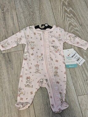 Disney Baby Minnie Mouse Newborn Pink Floral Zip Sleeper Footie NWT